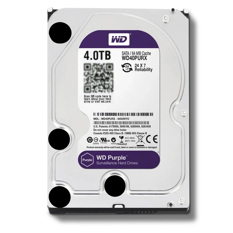 Иди! WD Purple 4 ТБ Внутренний жесткий диск для наблюдения 3 5 дюйма 64 МБ кэш-памяти SATA III