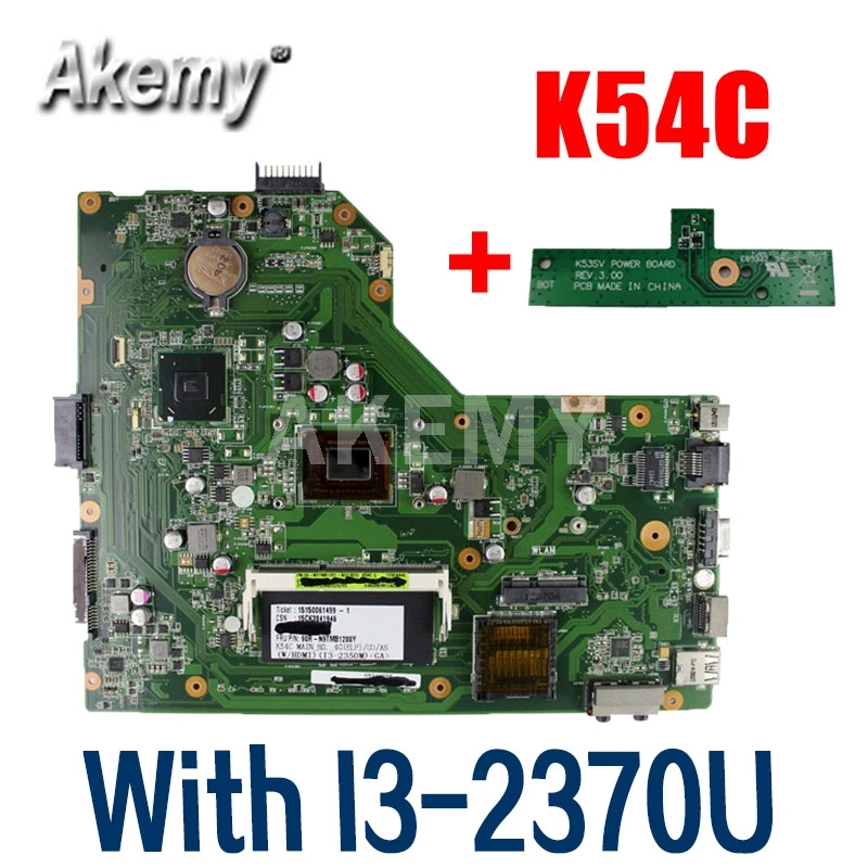 

Amazoon For Asus X54C K54C Laptop motherboard hm65 REV.3.0 With I3-2370U test good