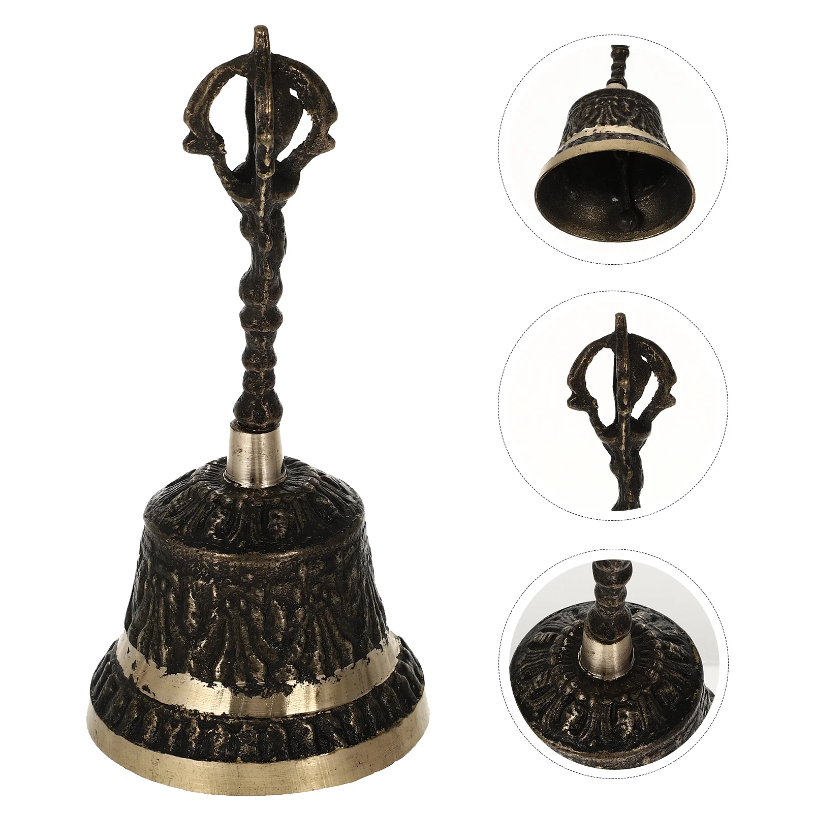 

Hand Ring Bell Buddhism Decor Retro Handbell Tabletop Christmas Handle Desktop Toys Handheld
