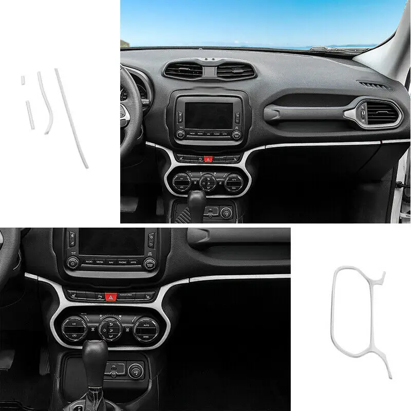 

Fit For Jeep Renegade 2015-2017 ABS Silver Centrol Console Frame AC Panel Trim