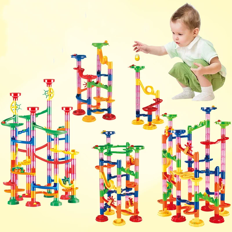Детский конструктор Marble Run, гоночная трасса, 3D лабиринт, шар, модель «сделай сам», Мраморная трасса, набор гоночных подставок 80/105/109/133 шт., рождественский подарок