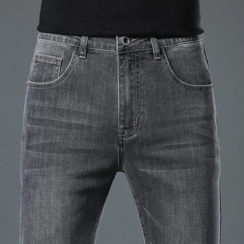 Джинсы мужские стрейчевые повседневные брюки стандартной посадки черные серые
