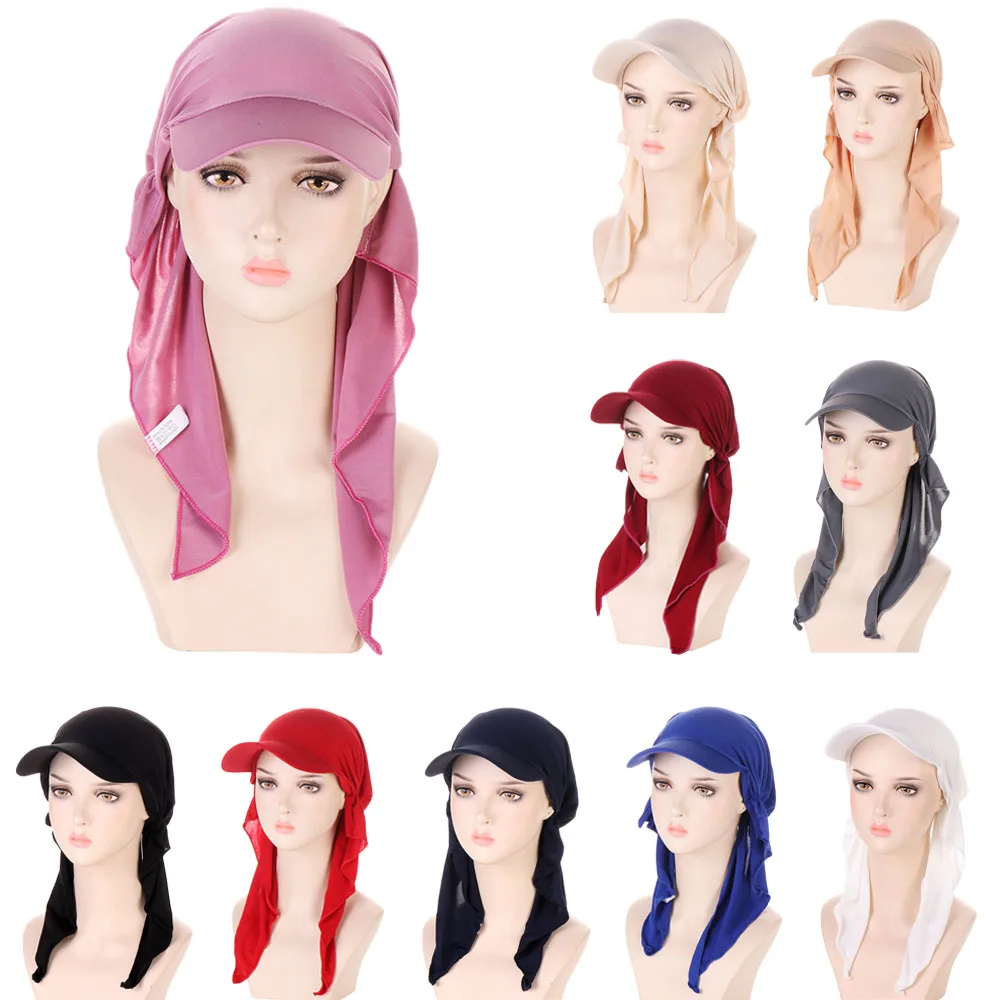 

New Instant Hijab Jersey Baseball Caps Hijabs Pre-Tied Cap for Women Bandana Turban Bonnet Hat Muslim Headscarf Femme Musulman