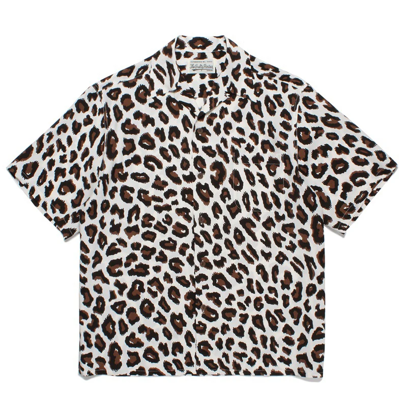 

Leopard Print Spots WACKO MARIA Hawaiian Shirts High Quality Oversized Casual Summer Tops Tees