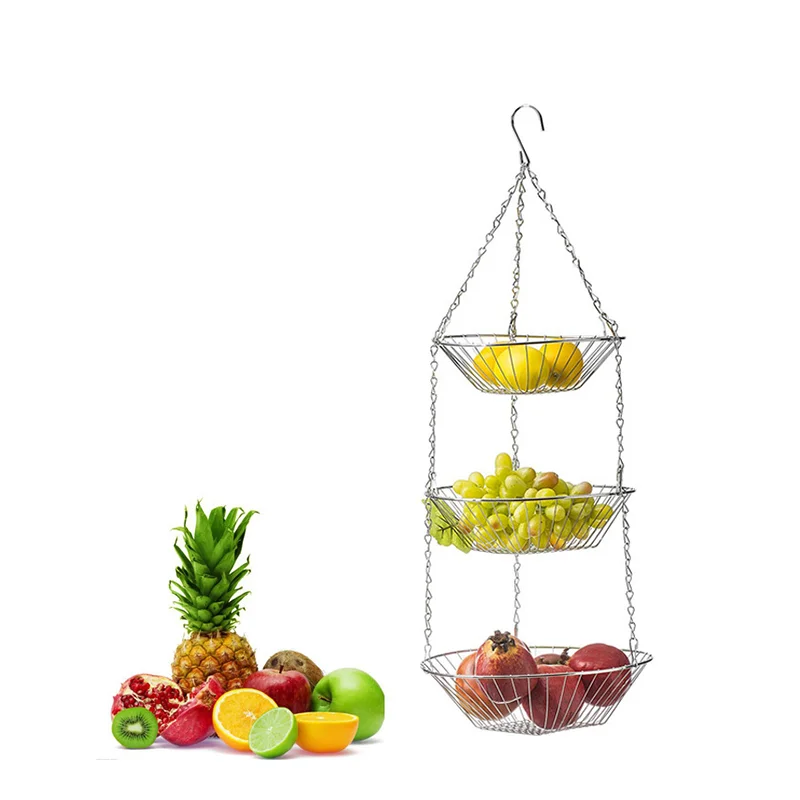 

Трехслойная подвесная корзина для фруктов, простая креативная железная трехслойная подвесная корзина для фруктов, декоративная железная к...