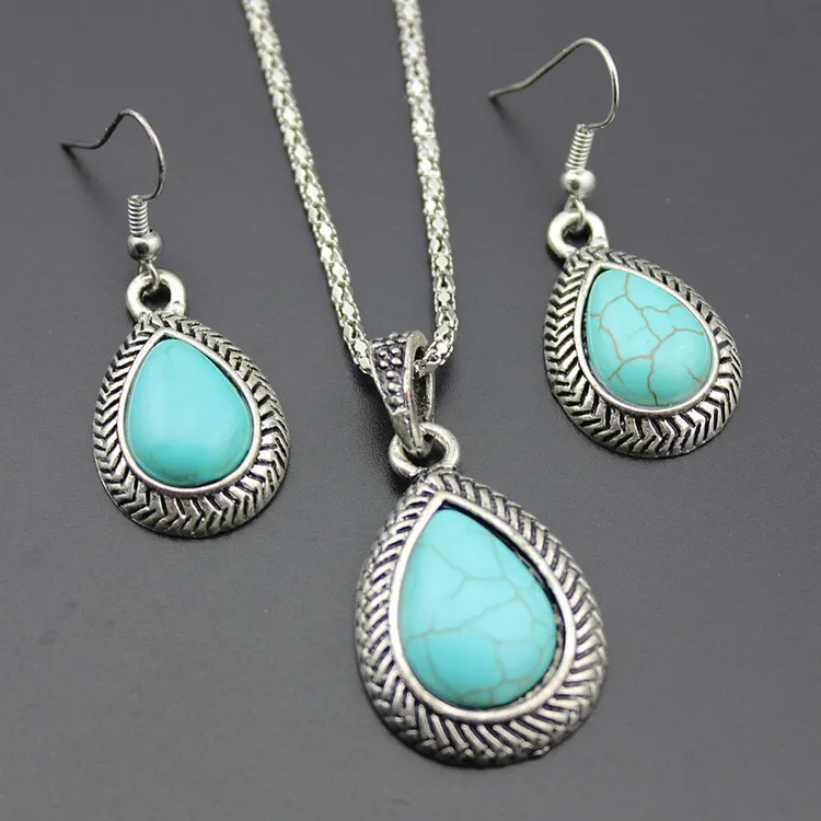 

Fashion Vintage Drop Earrings Gothic Water Drop Dangle Earrings Dainty Turquoise Ear Necklace Gift Jewelry for Kids Friends