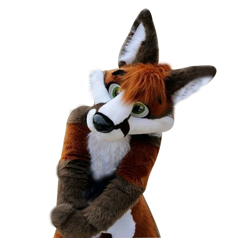 

Длинный Меховой Хаски собачий Костюм лисы-маскота кожаный костюм на Хэллоуин вечерние ролевые игры Костюм для ролевых игр