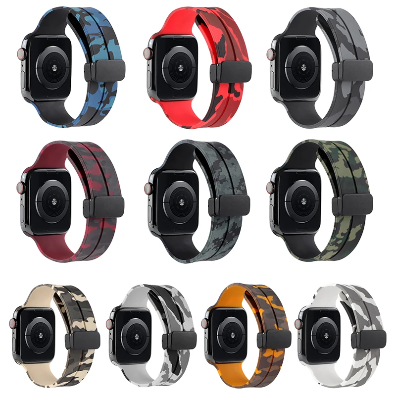 

Camouflage Watch Strap for Apple Watch Band 8 7 49mm 45mm 41mm 44 42mm Silicone Sport Bracelet Replacement IWatch Band 41mm 44mm