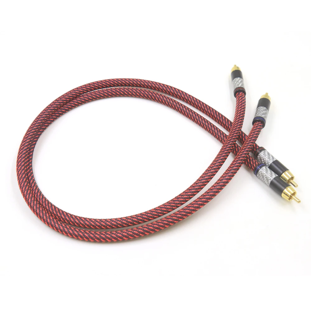 HiFi пара углеродного волокна позолоченный кабель 2RCA 6N OFHC аудиокабель двойной RCA
