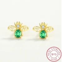 2022 new trend 18k gold butterfly emerald studs earring bow insect original sterling s925 silver bridal wedding gifts jewelry