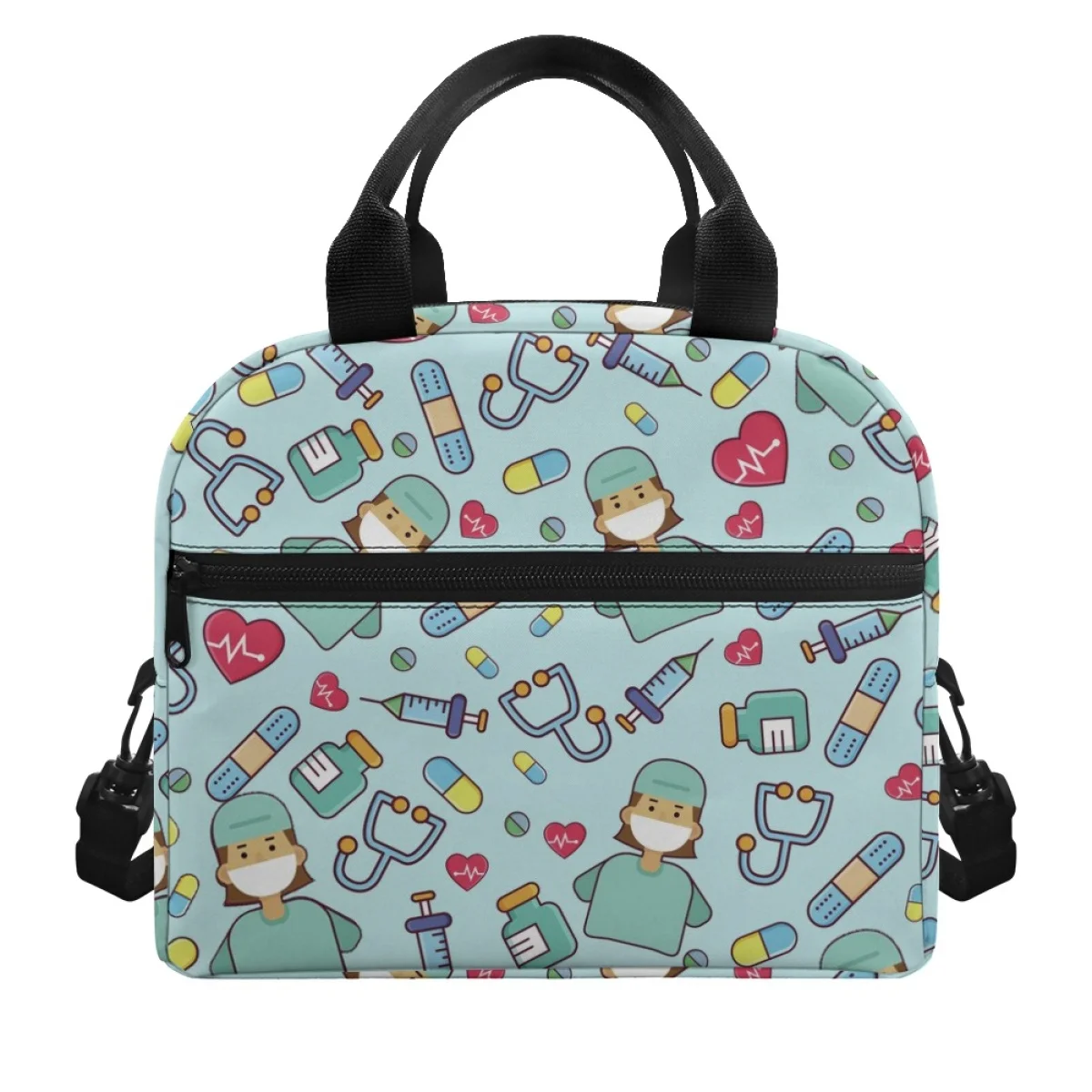 

Coloranimal Cartoon Men's Nurse Print Zipper Waterproof Outdoor Picnic Bag Office Food Insulation Box Student Light Lunch Bags