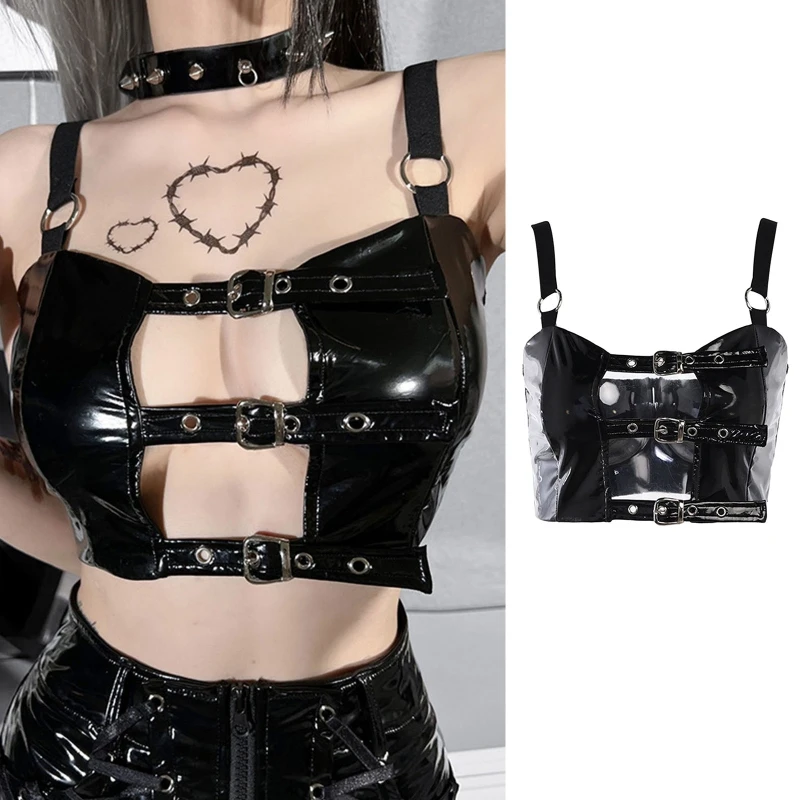 

Vintage Tops Goth T-shirt Women Bodycon Bandage Lace Black T-shirts Gothic Streetwear Sexy