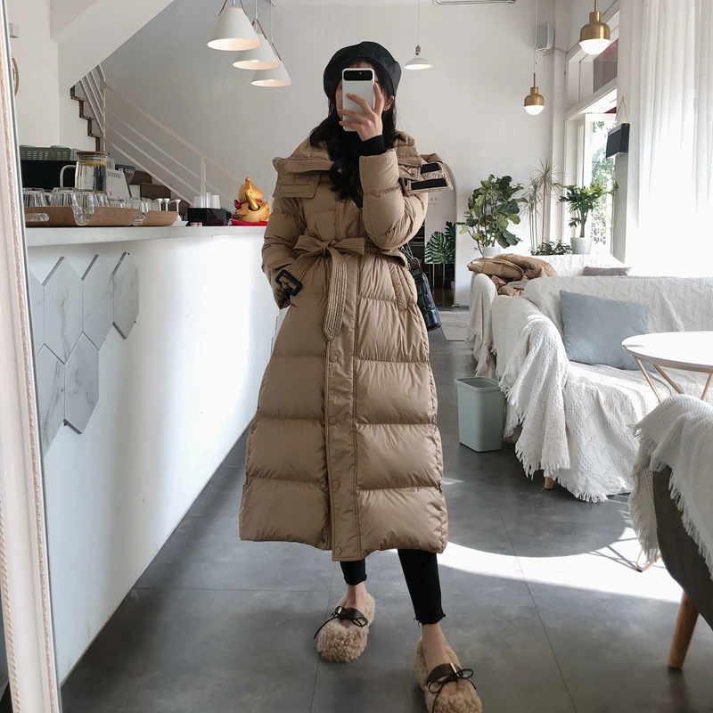 

90% White Duck Down Jacket Woman Long Female Winter Coat Korean Style Women Parkas Hooded Fashion 2022 Mujer Chaqueta