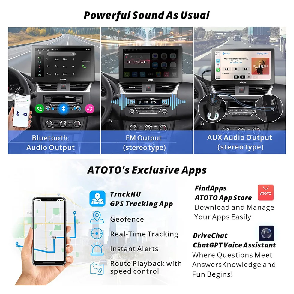 ATOTO Универсальный 9-дюймовый Android автомобильный радиоприемник мультимедийный