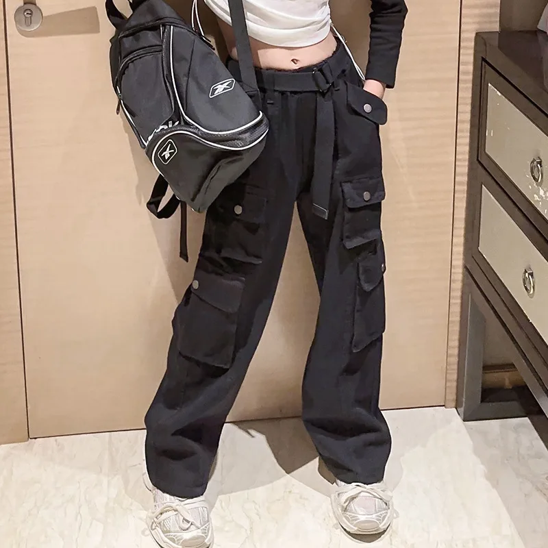 Осенние и зимние прямые рабочие брюки для девочек. Подходит подростков в