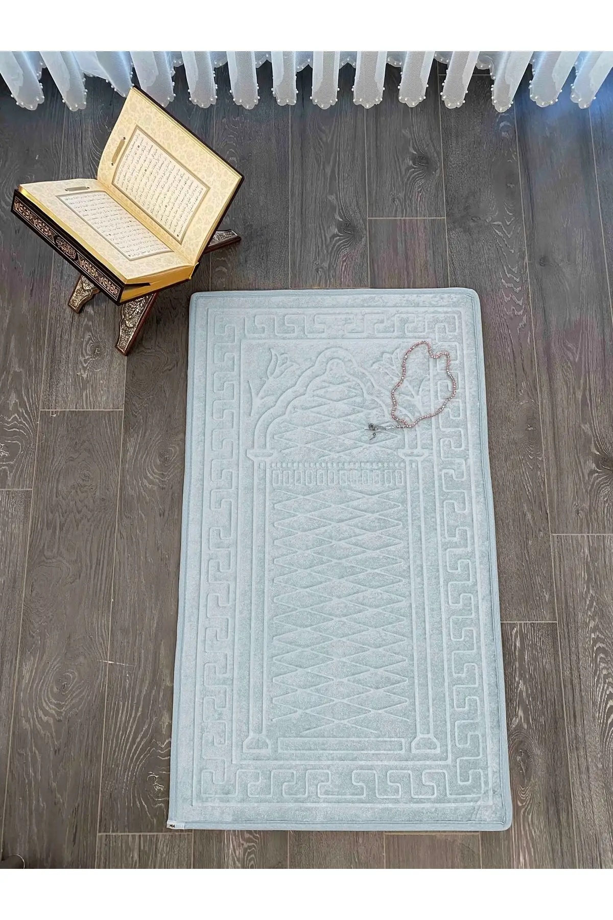 Knee Ağrıtmayan Velvet Embossed Slip-Resistant Outsole Emboss Prayer Mat Turquoise Single Size Shaggy Carpet & Rug Mat Home Furniture
