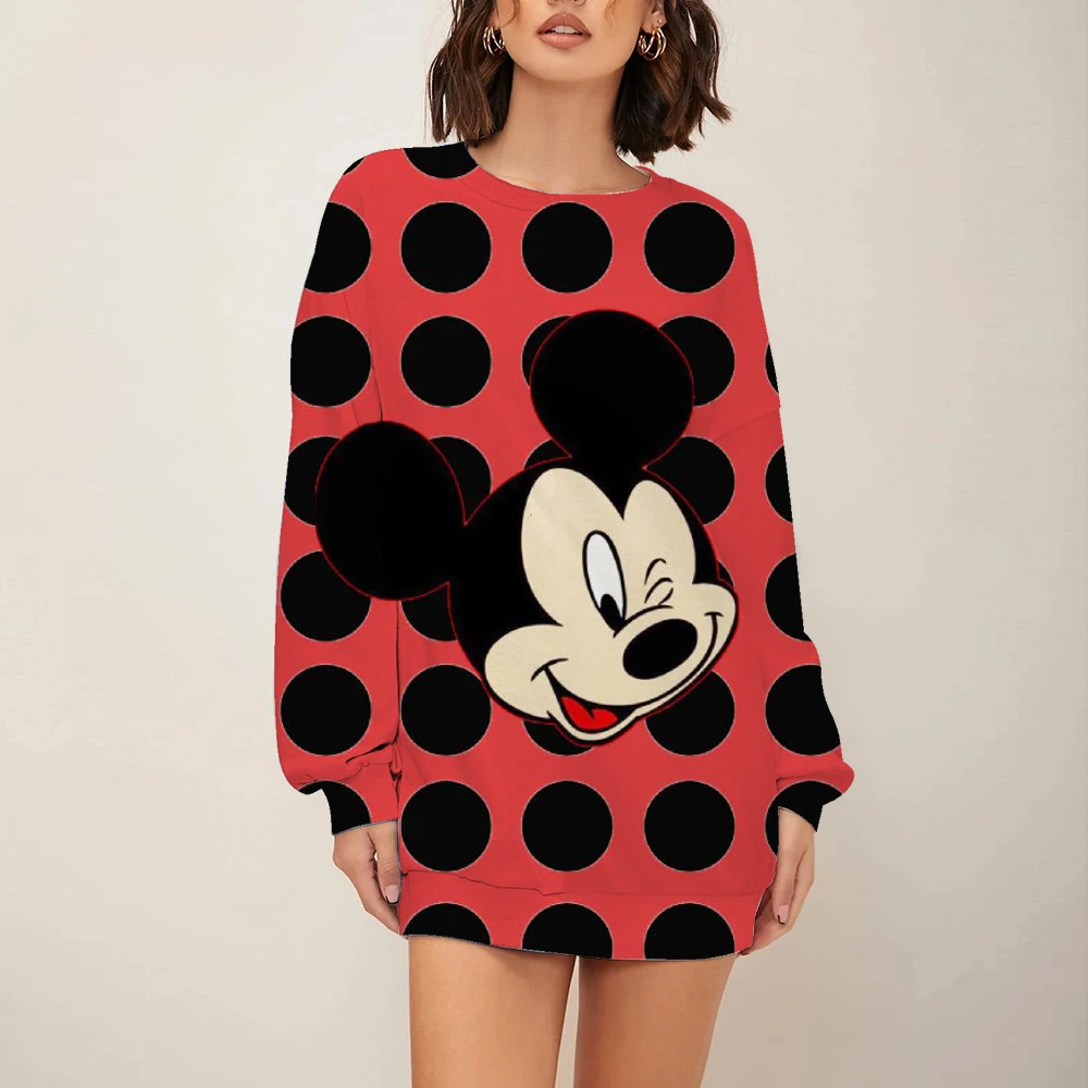 

2022 new sweater female hip-hop style Disney Minnie Mickey Mouse women's sweater couple pullover knit top loose men's sweater