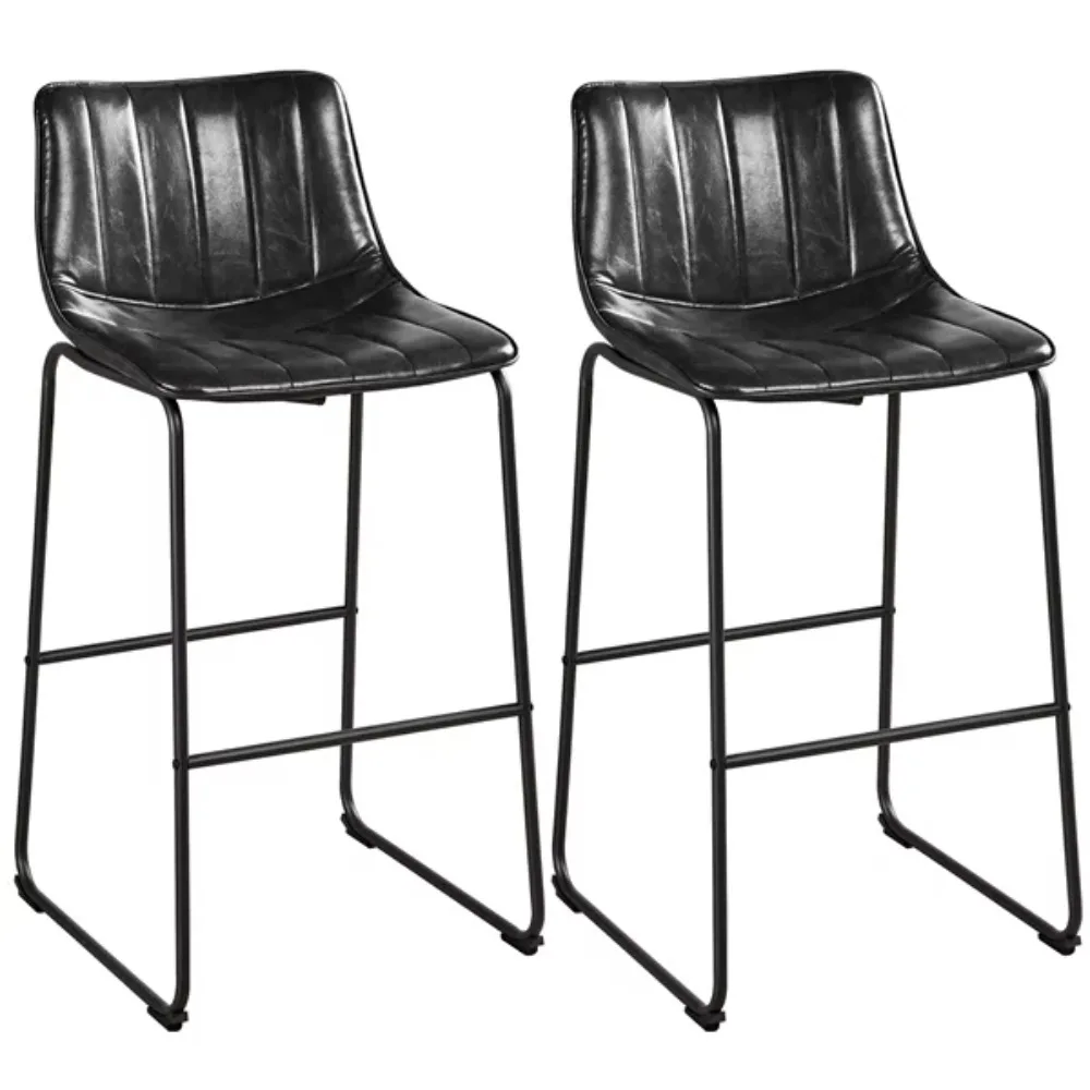 

Alden Design 30" PU Leather Upholstered Bar Stool for Kitchen, 2pcs, Black