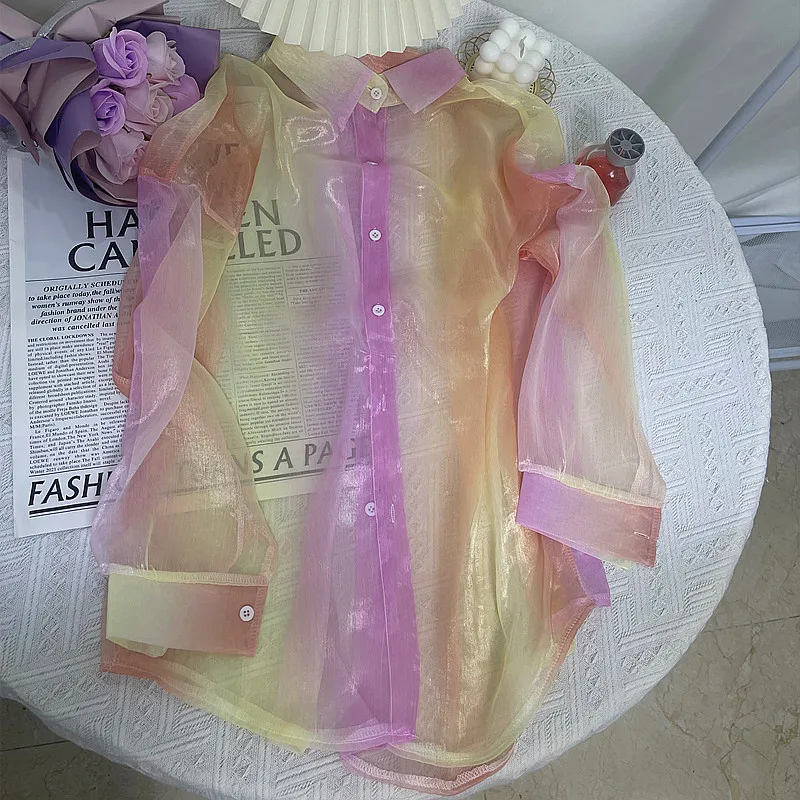 

2022 Bandhnu Colou Солнцезащитная супертонкая рубашка Женская мода Бесплатная доставка