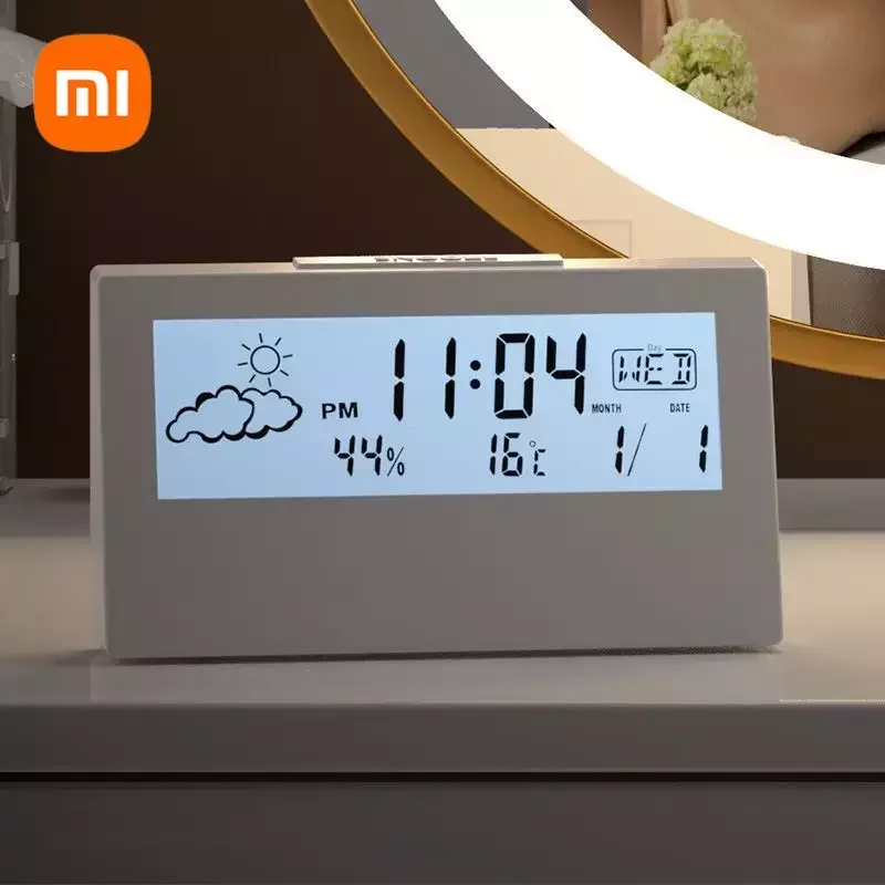 Светодиодная интеллектуальная Метеостанция Xiaomi настольные цифровые мини-часы с