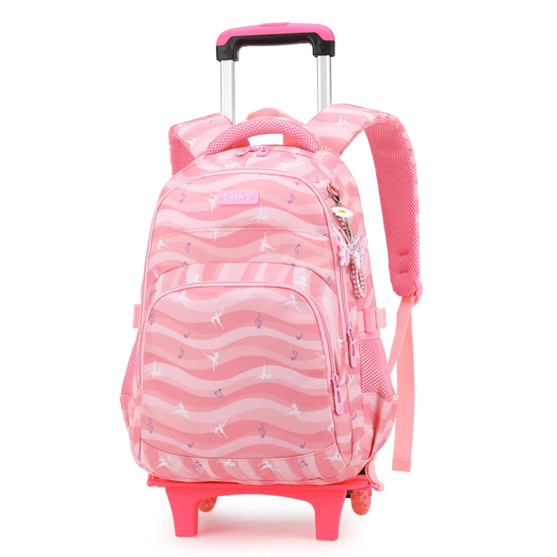 Brand kids Trolley School Backpack For Children Wheeled Luggage Bags For grils Kids Wheel Schoolbag Student Detachable Backpacks