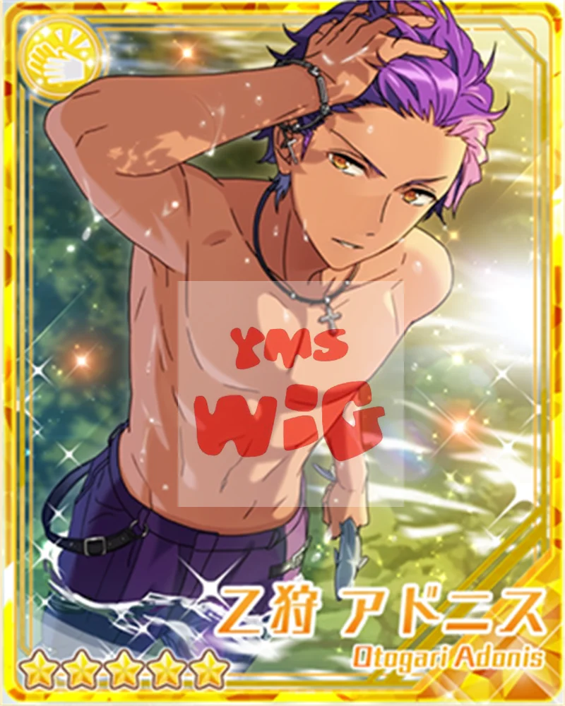 Аниме ES Ensemble Stars Otogari Adonis Косплей Парик Короткий Фиолетовый Синтетический Костюм