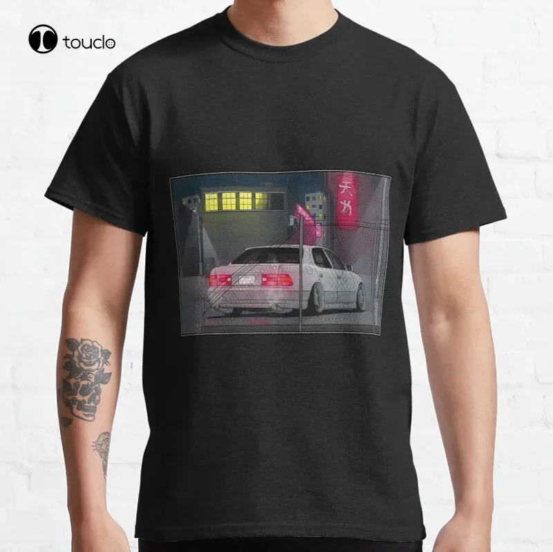Фото Ls400 Vip Car Scene Jdm Vip Car Ls400 1Uz V8 Япония Японский тюнер Импорт Jdm Car Классическая футболка Хлопковая футболка Хлопок №1
