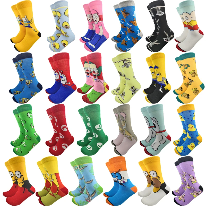 

Fashion Men Funny Socks Cartoon Animal Happy Kawaii Women's Socks Personality Hip Hop Harajuku Leisure Sports Compression Socks