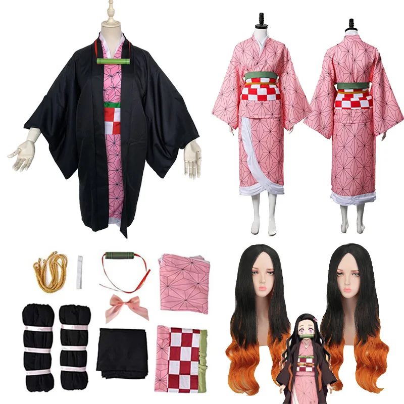 

Костюм для косплея камадо незуко из аниме «рассекающий демонов», кимоно с париком из аниме «no Yaiba Nezuko», для Хэллоуина Клотумс