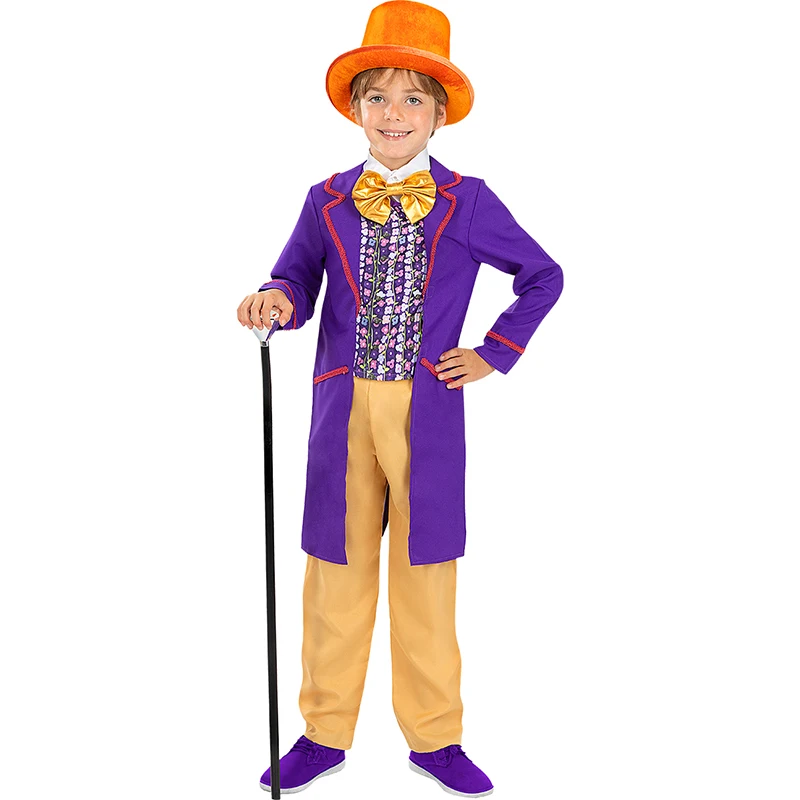 Willy костюм Вилли Вонки для детей фильм Чарли и шоколадная фабрика детский косплей