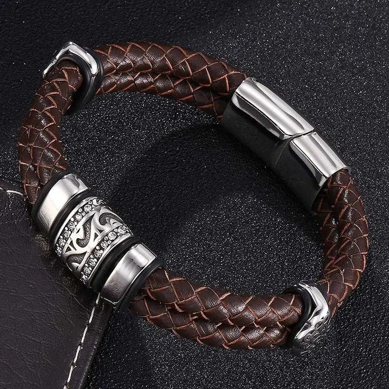 

New Fashion Viking Style Braided Leather Bracelet Men's Domineering Personality Hip Hop Trend Street Accessories