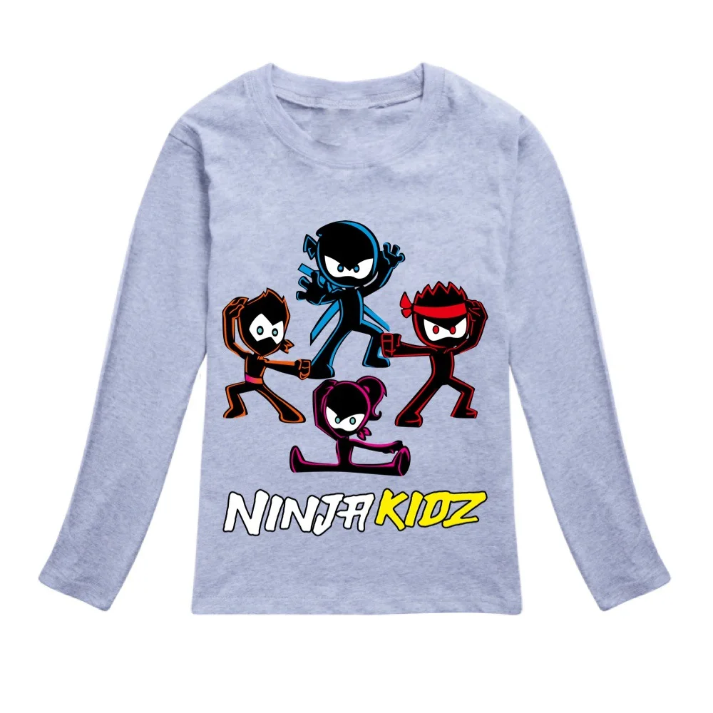 Фото Одежда для мальчиков NINJA KIDZ, летняя детская модная футболка с длинными рукавами, футболка с рисунком для мальчиков, топы для маленьких девочек, детский пуловер №4