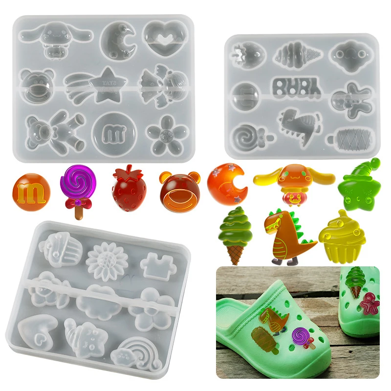 

DIY отверстие для обуви, пряжка, Декор, цветок, радуга, корона, патч, Симпатичные аксессуары, силиконовая форма, Мультяшные украшения для обуви