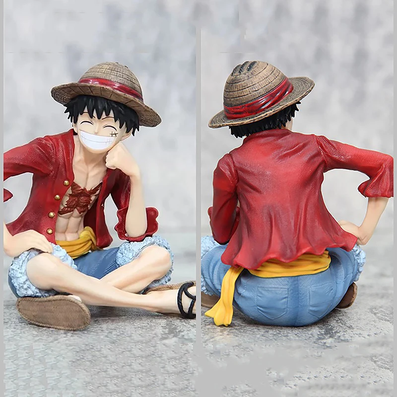 

12.5cm One Piece Anime Figure Confident Smiley Luffy sitting position Doll Action Figurine Model Toys Kits