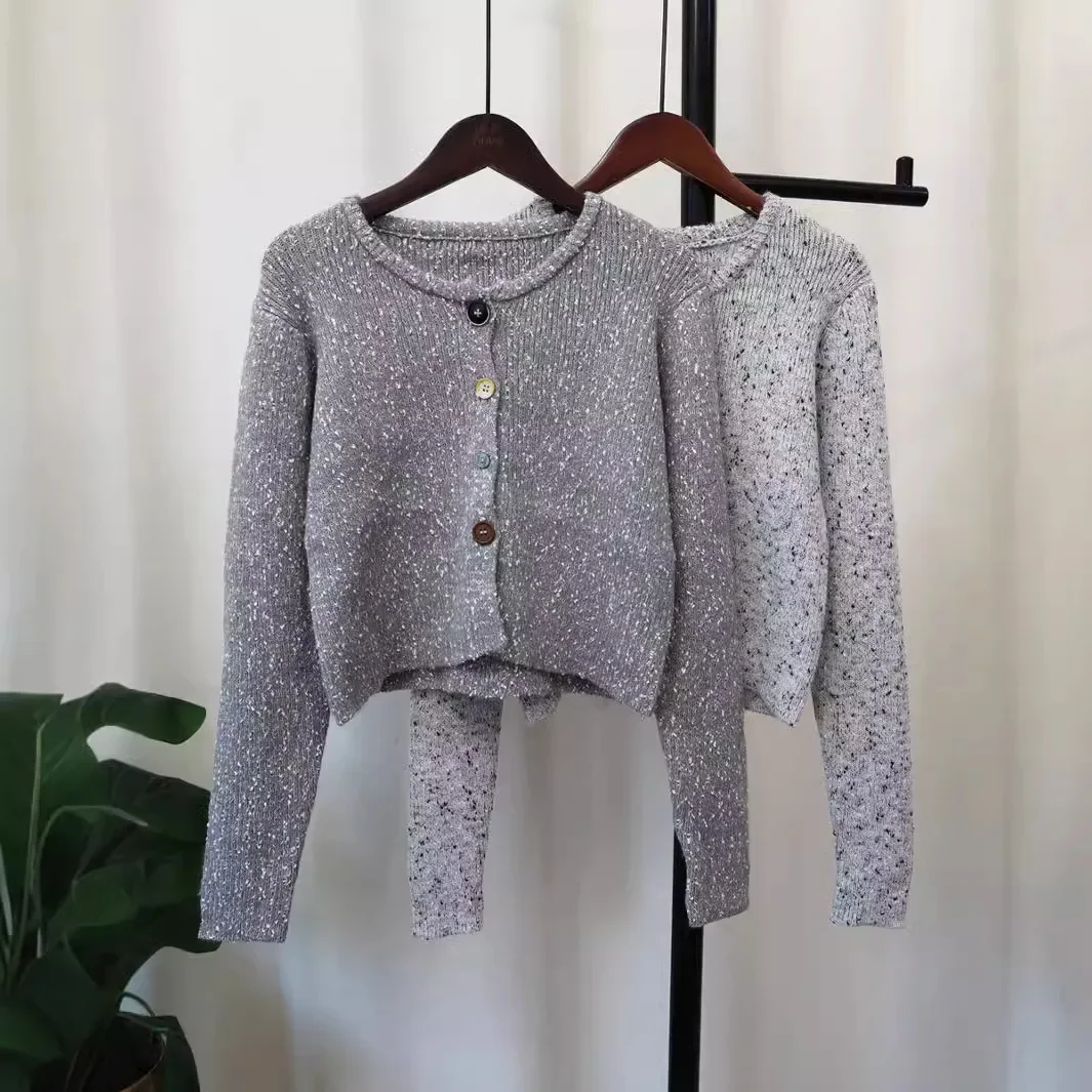 Однобортный Кардиган с круглым вырезом верхняя одежда женская 2024 нежные женские