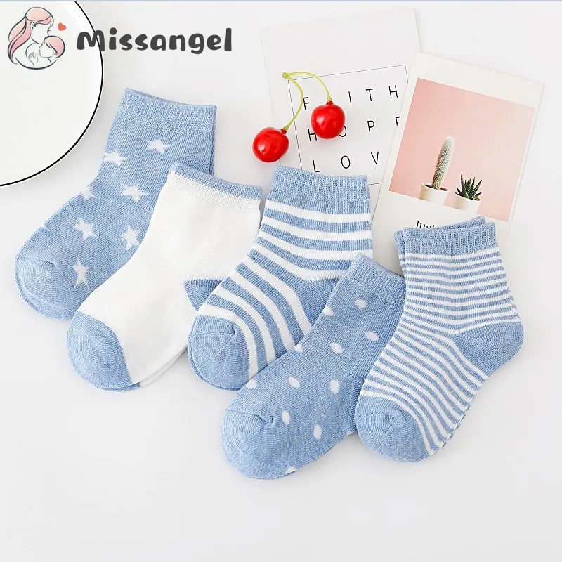 5Pairs/lot 2022 Baby Socks for Kids Girls Boy Cotton Stripe Cartoon Animals Summer Toddler Knitted socks Newborn BeBe Clothes