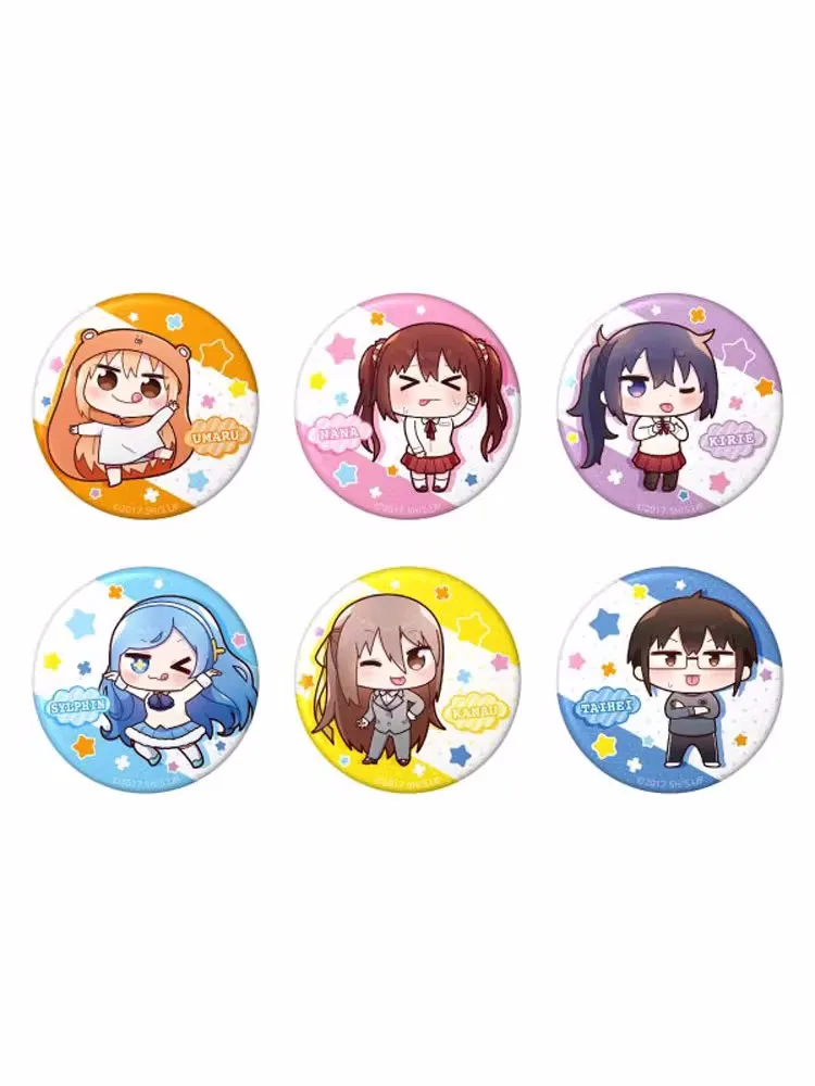 

6pcs/1lot Anime Himouto! Umaru-chan Nana Sylphin Taihei Figure 5274 Badges Round Brooch Pin Gifts Kids Toy