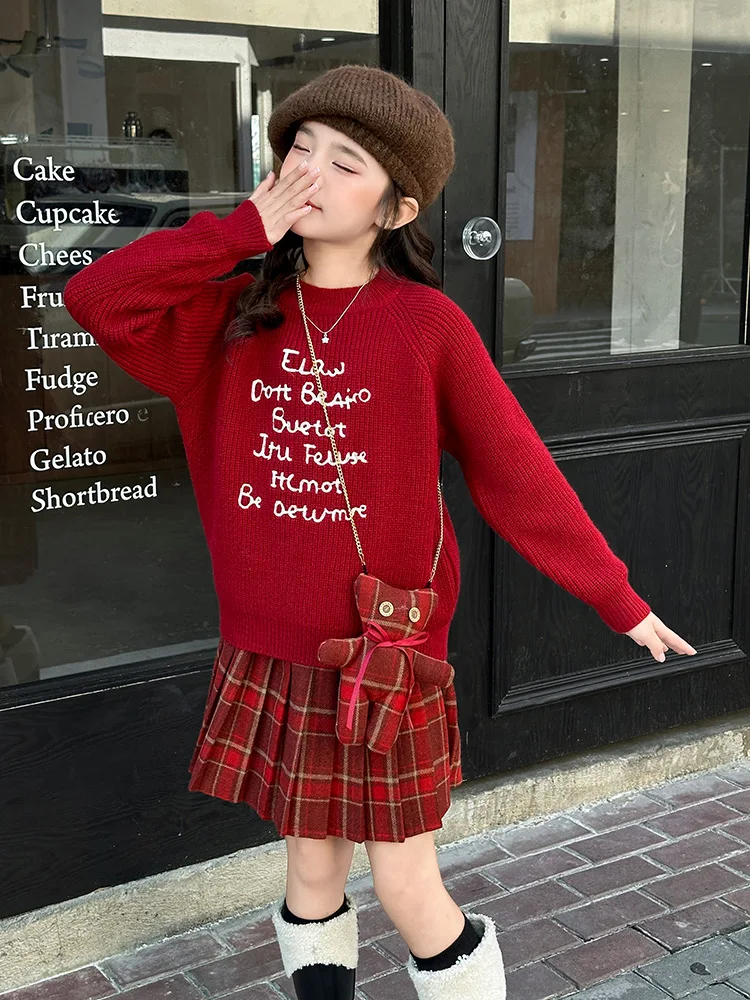 Осенне-зимний комплект свитеров для девочек новинка 2024 зимняя одежда детей