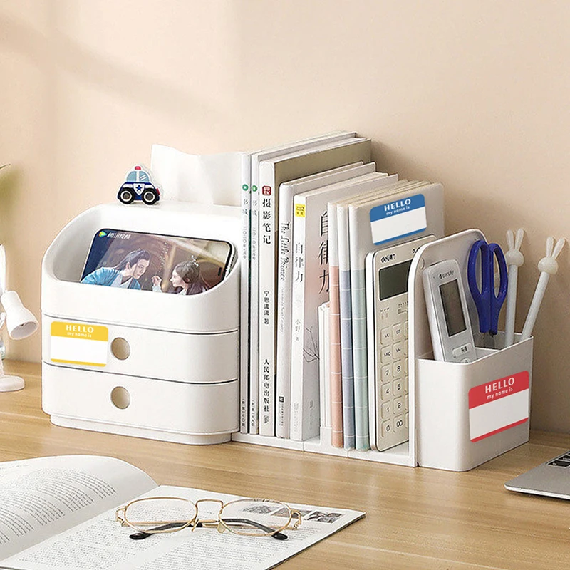 

300Pcs/Roll Cute Cartoon Colorful Name Labels Stickers Blank Writable Classification Name Tags School Kids Stationery Stickers