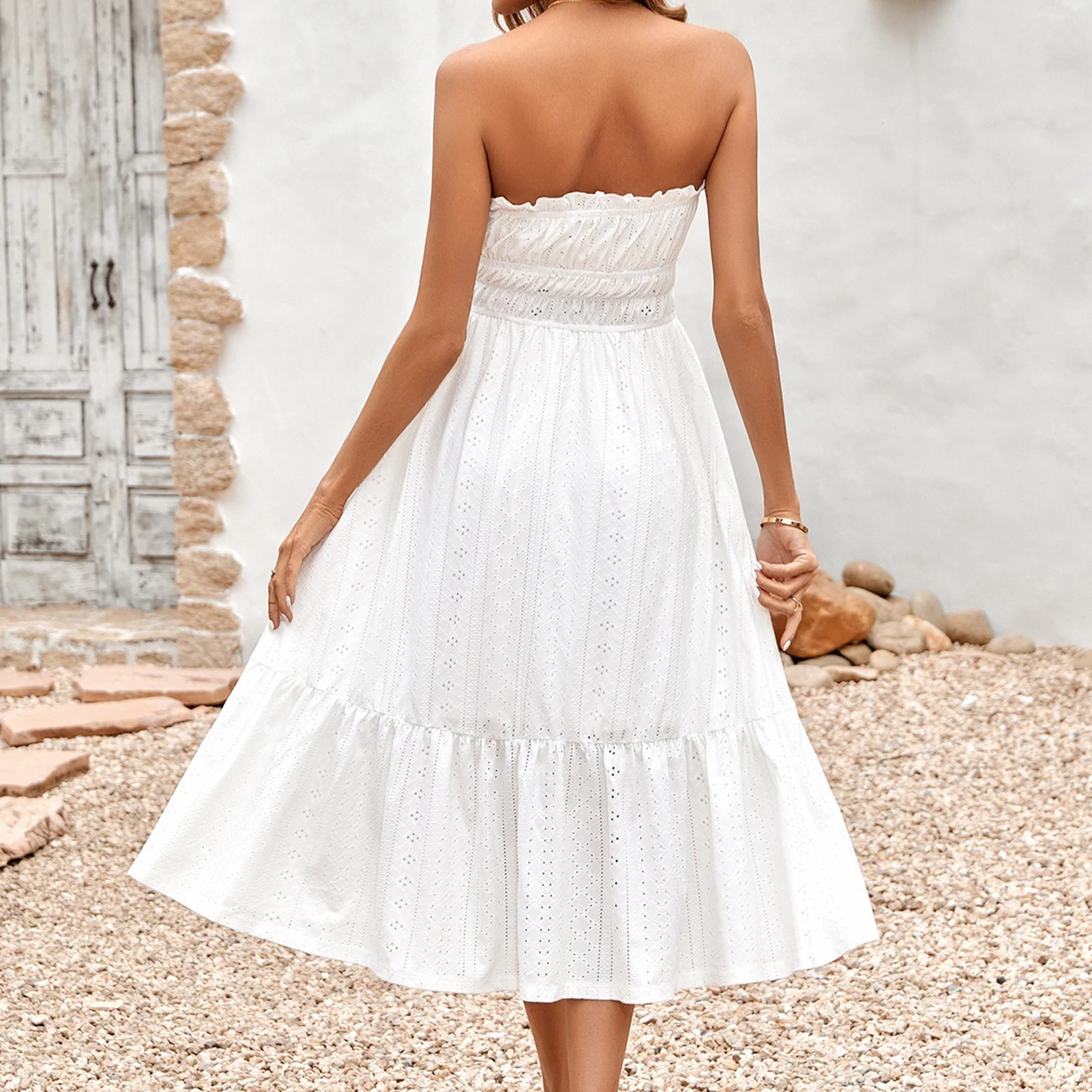 

Ladies Summer Tunic Dress Sexy Style Women Strapless Mini Dress Slim Fit Solid Color Off Shoulder Slash Neck Daily Outfit