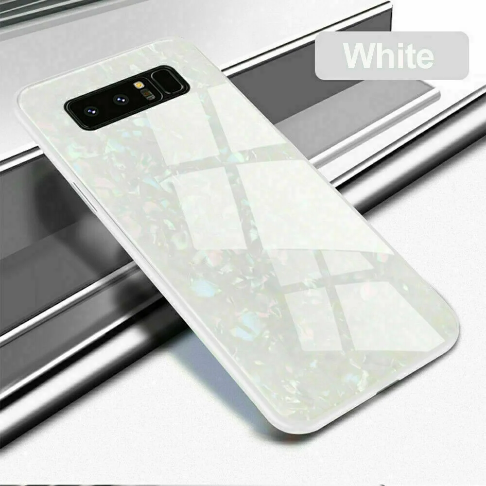 

Case For Samsung S20 S10 S9 Plus Luxury Marble Tempered Glass Hard Phone Cover