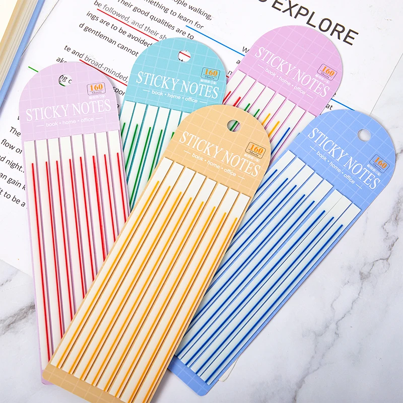 

60Pcs Macaroon Color Horizontal Line Stickers Transparent Fluorescent Tabs Flags Sticky Note Stationery Children Gifts