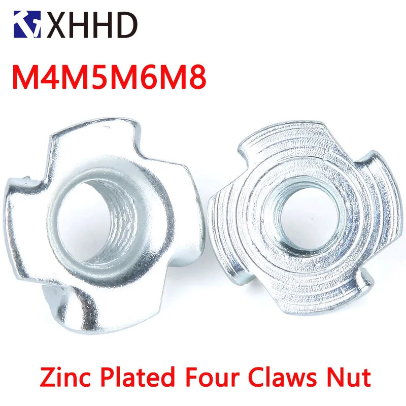 

90PCSM4 M5 M6 M8 Zinc Plated Four Claws Metric Thread Nut T- Nut Tee Nut Blind Pronged Furniture Hardware Set Assortment Kit Box