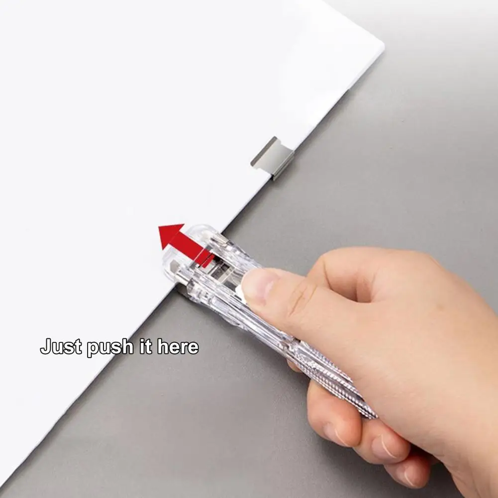

Paper Organizing Stapler Useful Hand Paper Clipper with Refills Easy to Use Not Damage Paper Clip Push Clipper