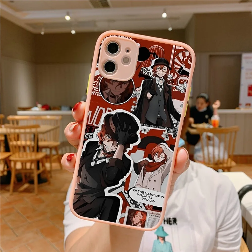 Чехол для телефона Bungou Stray Dogs iPhone 14 11 12 13 Mini Pro Max 8 7 Plus X XR XS MAX полупрозрачный матовый