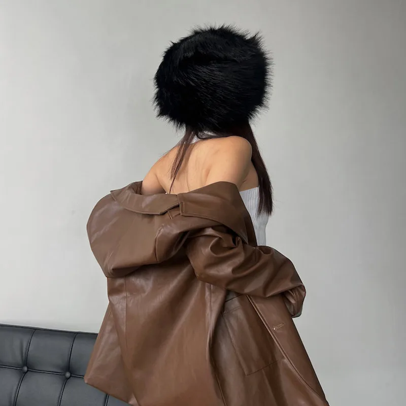 Зимняя женская плюшевая шапка в виде купола Женский русский рюкзак зимняя из