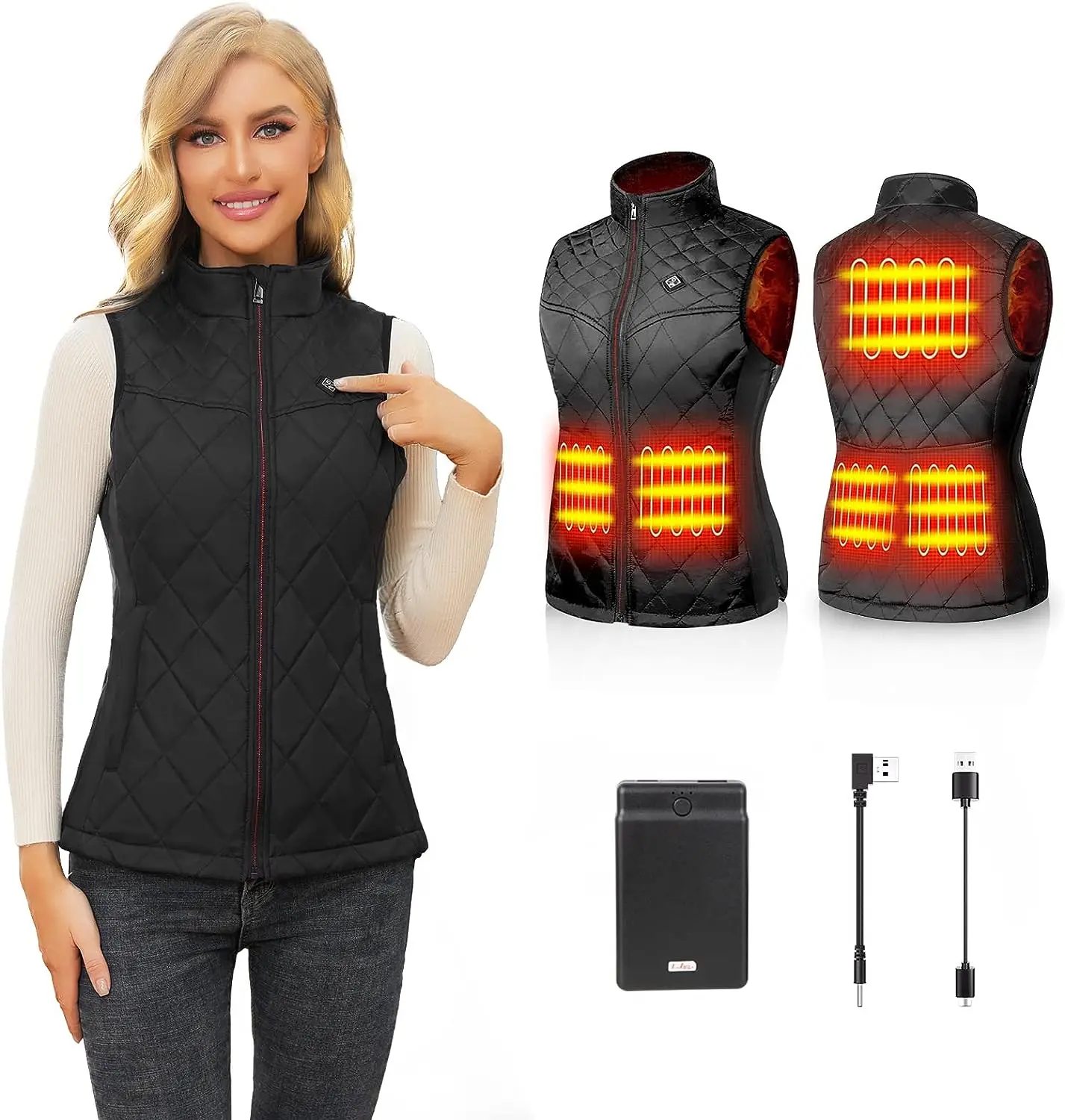 

Heated Vest for Women with Battery, Heated Jacket Rechargeable USB Heated Coat(Regular and Plus Sizes)