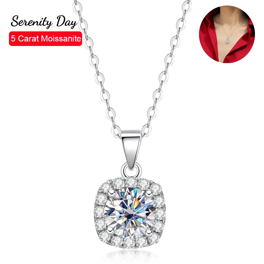 

Serenity Day Real D Color 5ct Big Moissanite Pendant Necklace For Women S925 Sterling Silver Plate Pt950 Fine Jewelry Wholesale