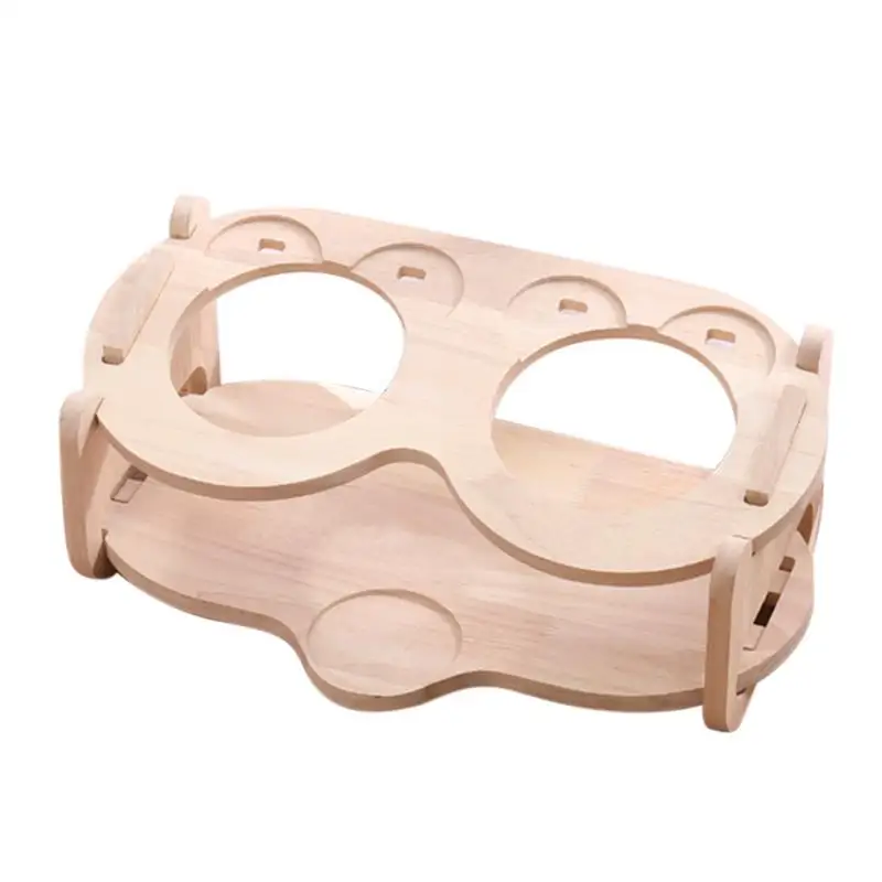 

Raised Dog Cat Food Bowl Water Food Bowls Set Cat Dishes Anti-Rust Pet Products With Foldable Wooden Stand Pet Supplies Cat
