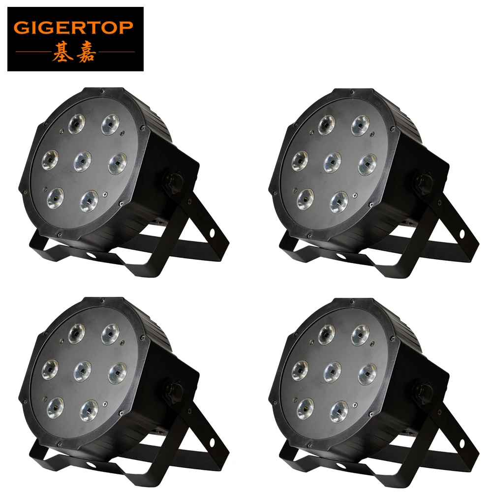 

TIPTOP 4 Pack Professional Flat Led Par Light Real Power RGBW DMX IN & OUT Control 7*12W 4IN1 LED Par Cans Wedding Party Club